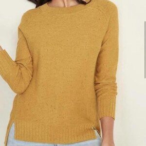 OLD NAVY Women's Textured Stitch Mustard Burgundy Flecks Tunic Sweater